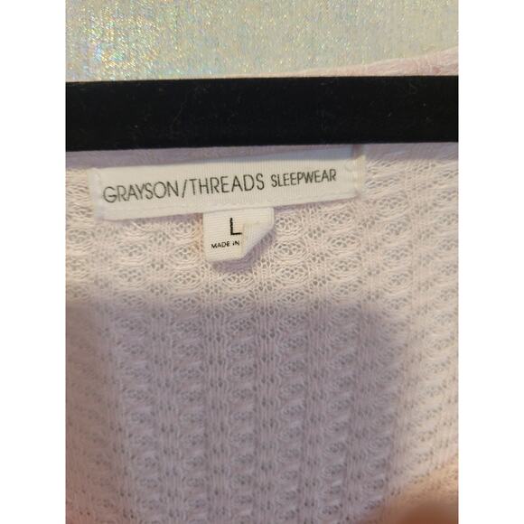 Grayson Threads Women‎ L Baby Pink Waffle Thermal Sleepwear LSleeve Shirt Comfy - Picture 3 of 6